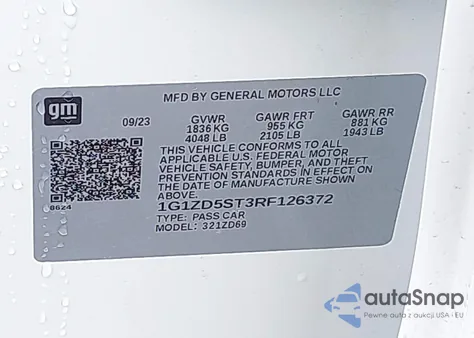 2024 Chevrolet Malibu Fwd 1Lt из США, поврежденный, VIN 1G1ZD5ST3RF126372